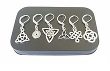 Load image into Gallery viewer, Set of 6 Celtic Stitch Markers - Removable Locking Progress Keepers for Knitting and Crocheting, Knitters, Crochet Earrings
