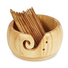 Load image into Gallery viewer, Yarn Bowl Holder, Wooden Knitting Bowl with 12pcs Crochet Hooks, Large Yarn Holder Dispenser for Crocheting (large 6.7&quot;)
