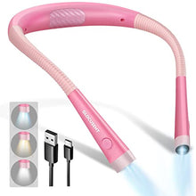 Load image into Gallery viewer, Glocusent LED Neck Reading Light, Book Light for Reading in Bed, 3 Colors, 6 Brightness Levels, Bendable Arms, Rechargeable, Long Lasting, Perfect for Reading, Knitting, Camping, Repairing
