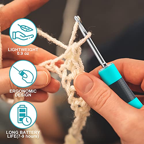bzvv counting crochet hook set digital, crochet kit with 12 different size interchangeable  crochet needle, ergonomic