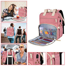 Load image into Gallery viewer, Knitting Bag Backpack,Yarn Storage Organizer Travel Crochet Bag with USB Charging Port,Large Capacity Yarn Storage Tote Bag Yarn Holder Case for Carrying Projects, Knitting Needles, Crochet Hooks Pink
