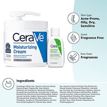 Load image into Gallery viewer, CeraVe Moisturizing Cream Combo Pack | Contains 16 Ounce with Pump and 1 Ounce Hydrating Facial Cleanser Trial/Sample Size
