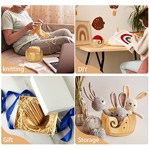 Wooden Yarn Bowl Large Yarn Holder Dispenser With Holes For Crochet And  Knitting Handmade Yarn Storage Bowls For Knitting - AliExpress